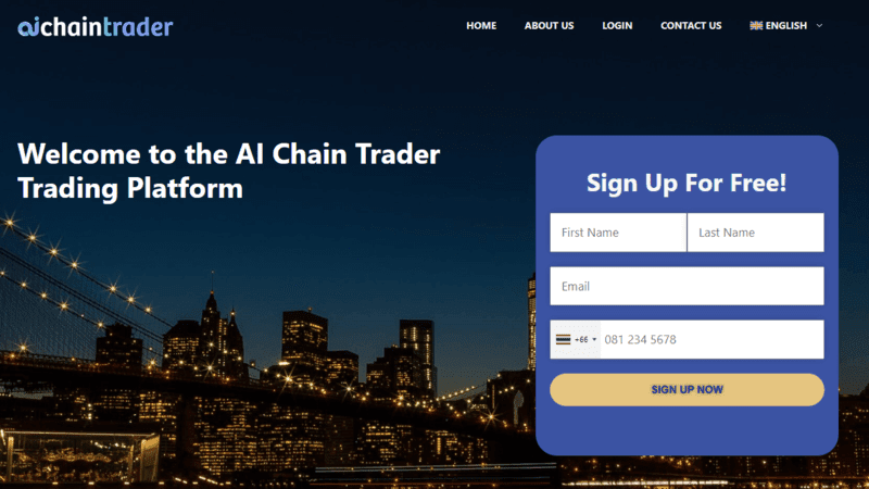 AI Chain Trader Homepage Screenshot