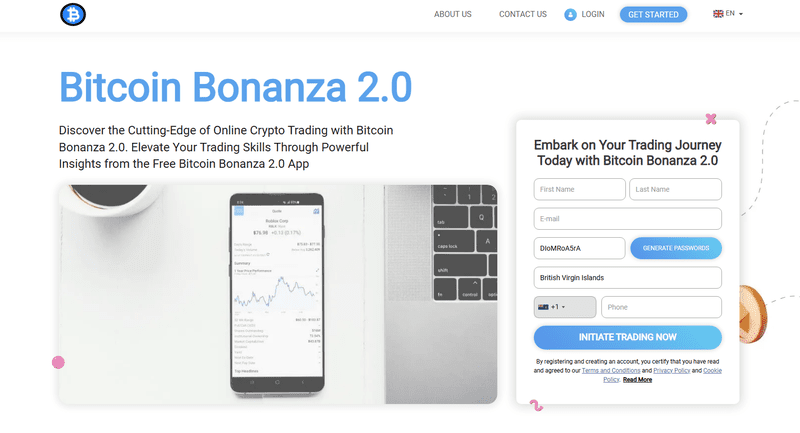 Bitcoin Bonanza 2.0 Homepage Screenshot