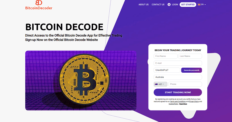 Bitcoin Decode Homepage Screenshot