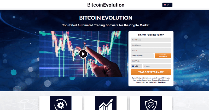 Bitcoin Evolution Homepage Screenshot