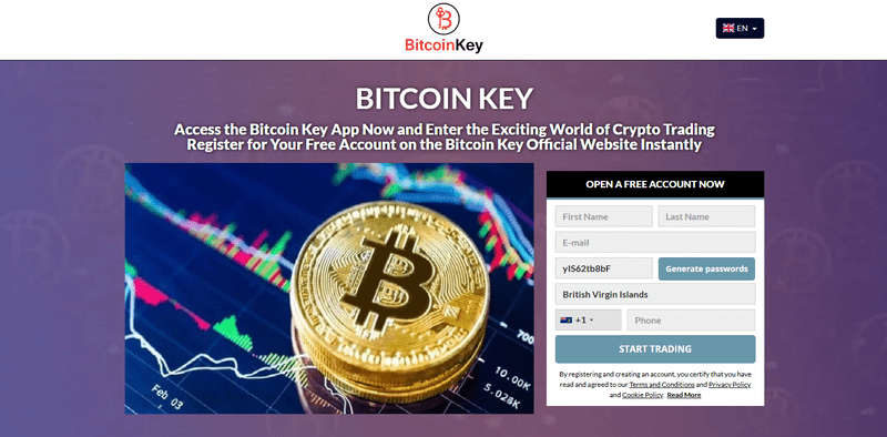 Bitcoin Key Homepage Screenshot