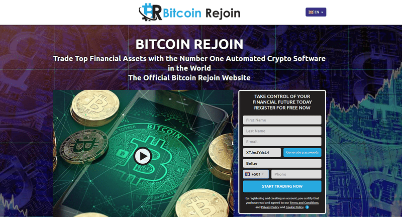 Bitcoin Rejoin Homepage Screenshot