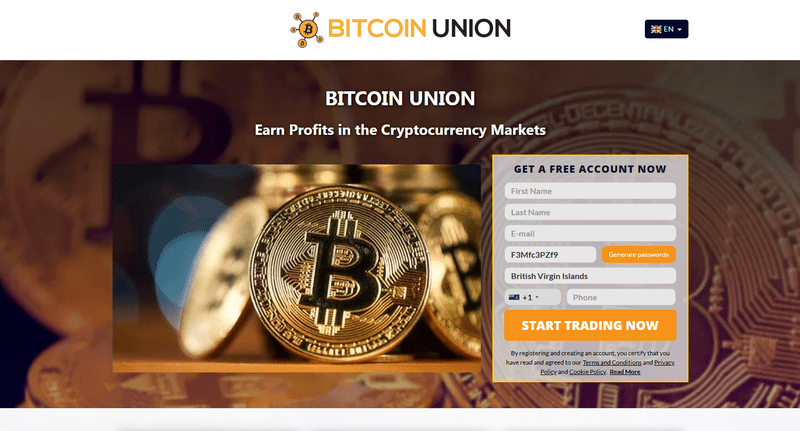 Bitcoin Union Homepage Screenshot