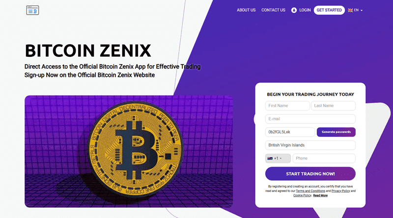 Bitcoin Zenix Homepage Screenshot