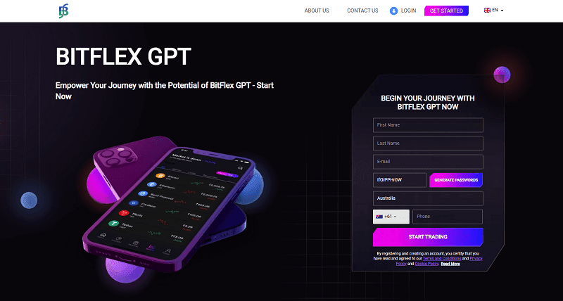 BitFlex GPT Homepage Screenshot