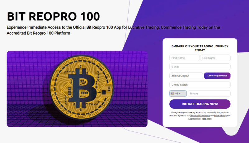 Bit Reopro 100 Homepage Screenshot