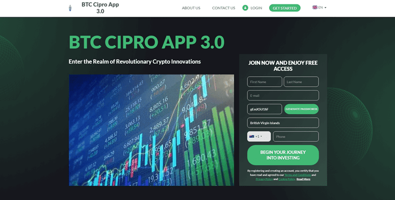 BTC Cipro Homepage Screenshot