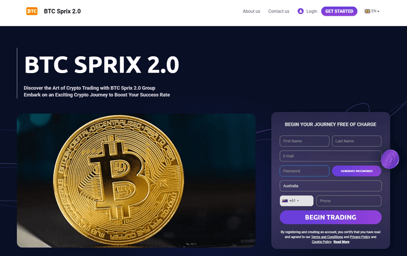 BTC Sprix 2.0 Homepage Screenshot