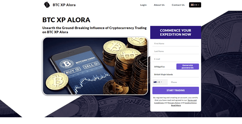 BTC XP Alora Homepage Screenshot