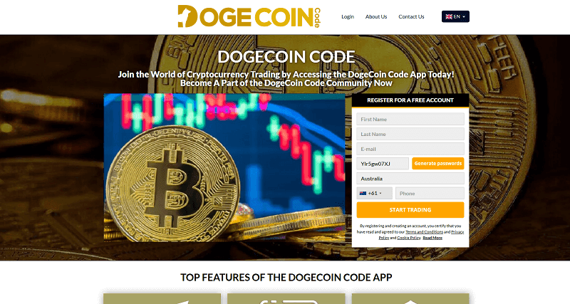 DogeCoin Code Homepage Screenshot