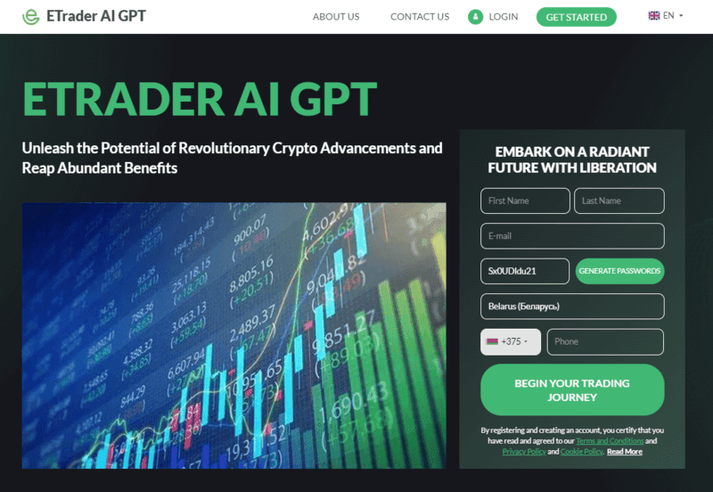 ETrader AI GPT Homepage Screenshot