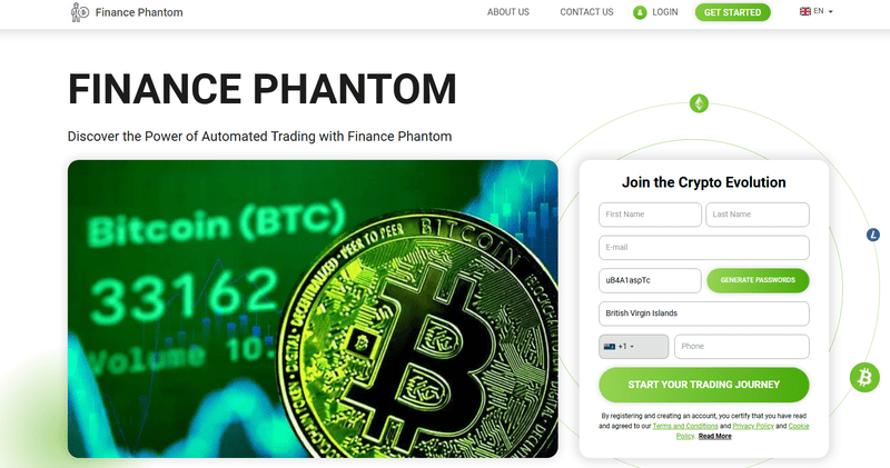 Finance Phantom Homepage Screenshot