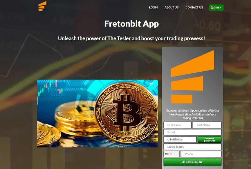 Fretonbit App Homepage Screenshot