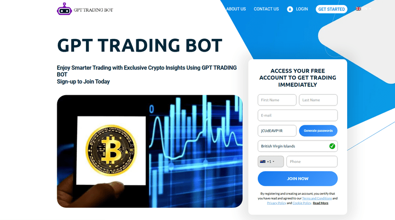 GPT Trading Bot Homepage Screenshot