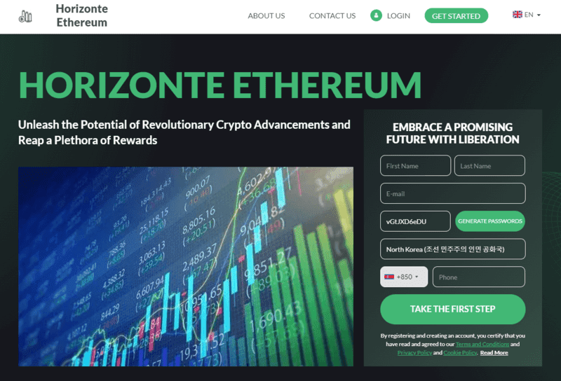 Horizonte Ethereum Homepage Screenshot