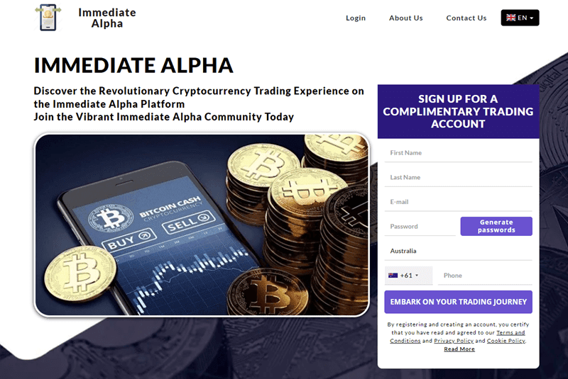 Immediate Alpha Homepage Screenshot