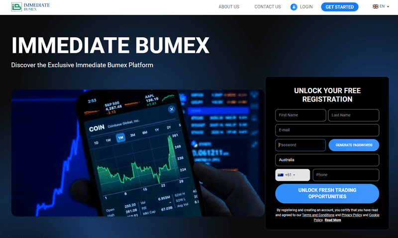 Immediate Bumex Homepage Screenshot