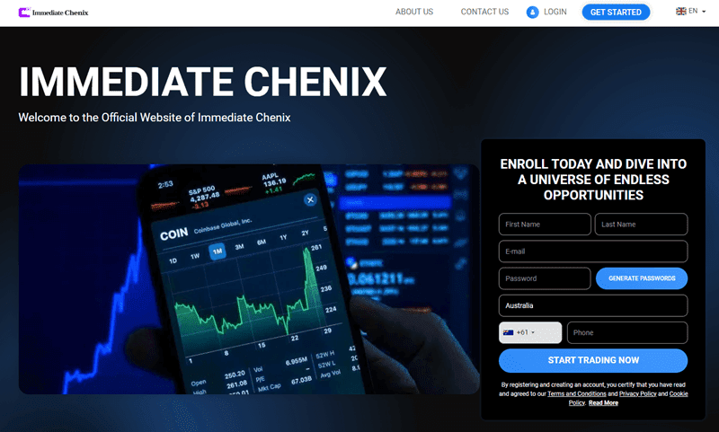 Immediate Chenix Homepage Screenshot