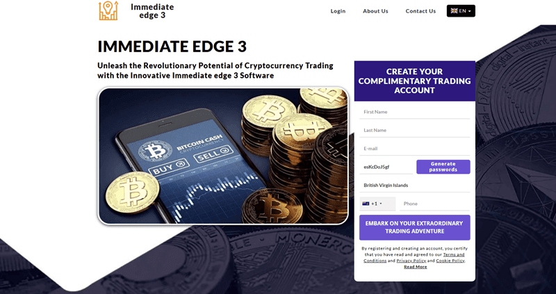 Immediate Edge 3 Homepage Screenshot