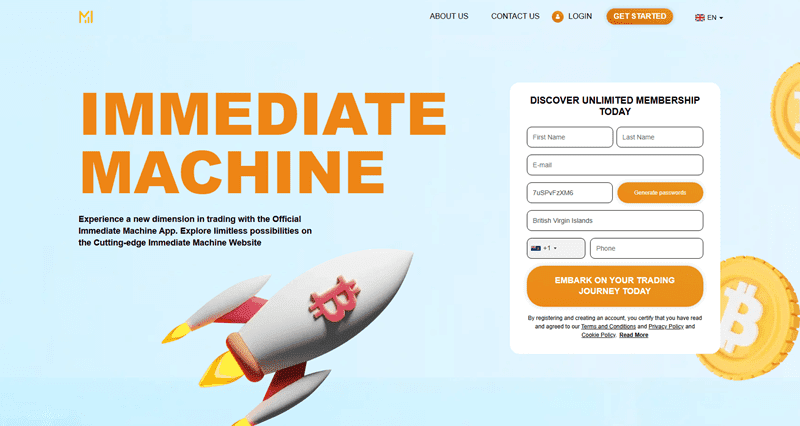 Immediate Machine Homepage Screenshot