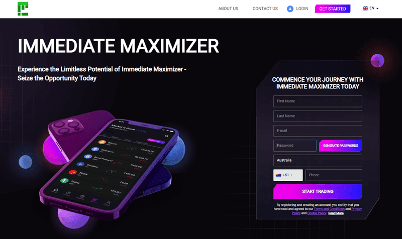 Immediate Maximizer Homepage Screenshot