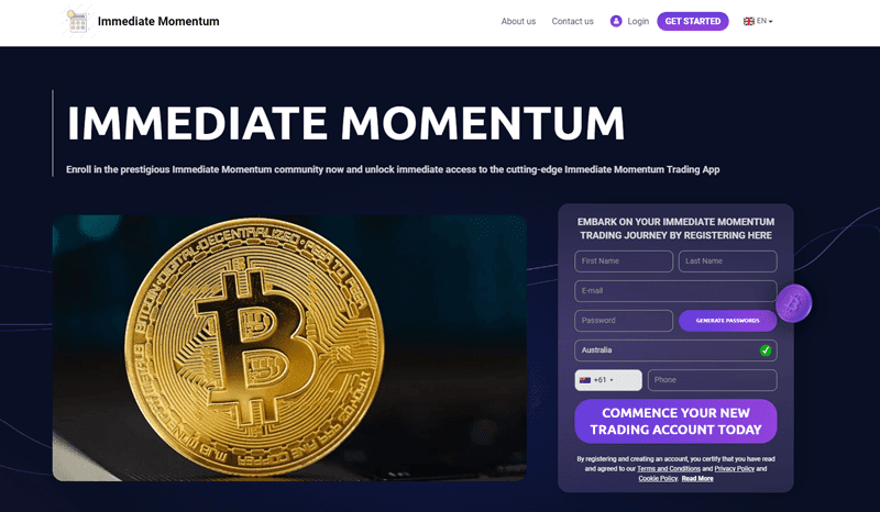 Immediate Momentum Homepage Screenshot