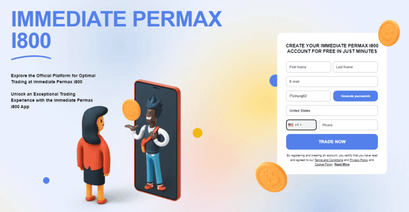 Immediate Permax i800 Homepage Screenshot