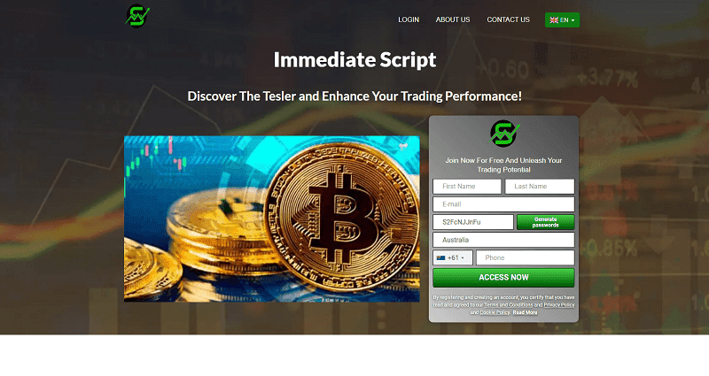 Immediate Script Homepage Screenshot