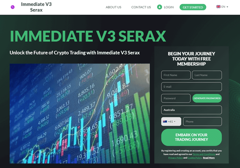 Immediate Serax Homepage Screenshot