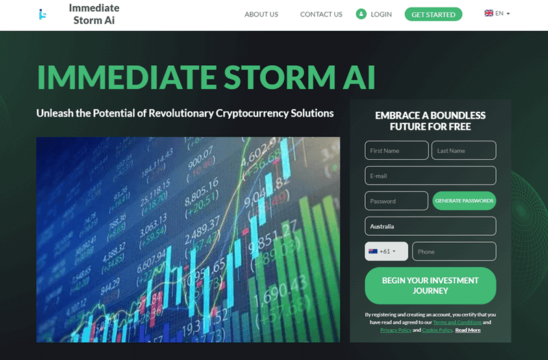 Immediate Storm AI Homepage Screenshot