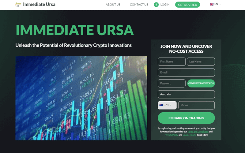 Immediate Ursa Homepage Screenshot