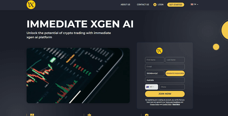 Immediate XGen Ai Homepage Screenshot