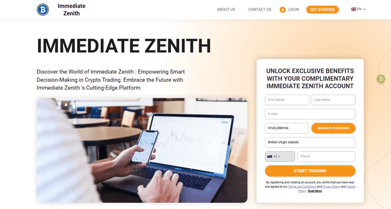 Immediate Zenith Homepage Screenshot