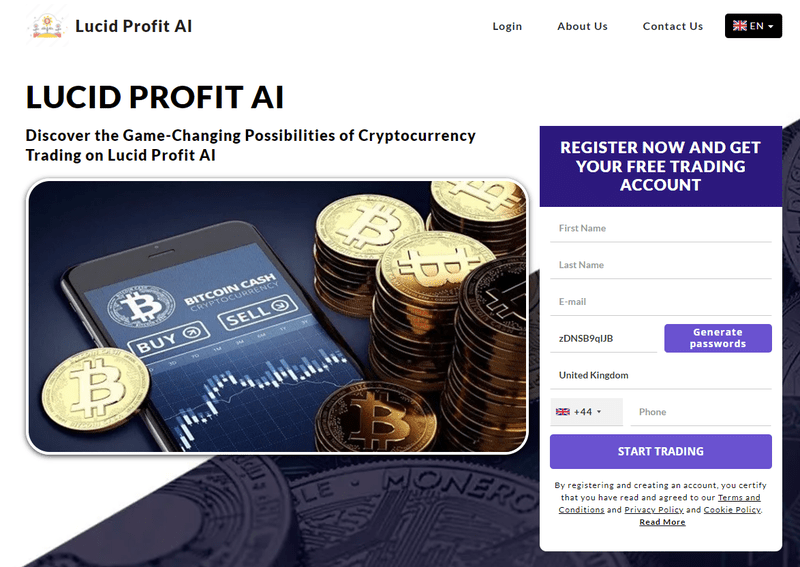 Lucid Profit AI Homepage Screenshot