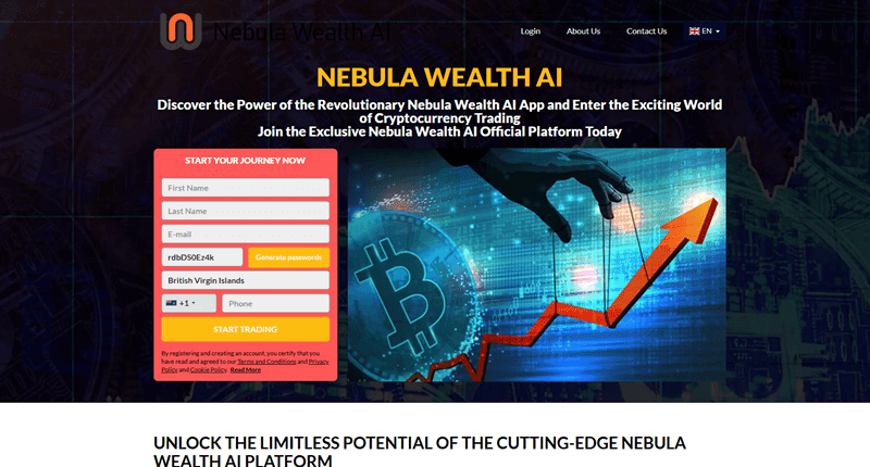 Nebula Wealth AI Homepage Screenshot