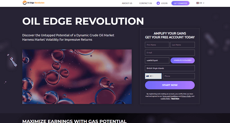 Oil Edge Revolution Homepage Screenshot