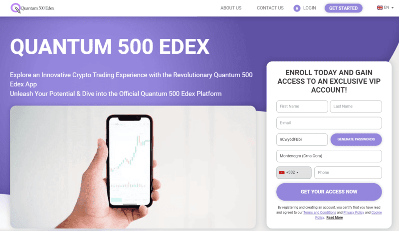 Quantum 500 Edex Homepage Screenshot