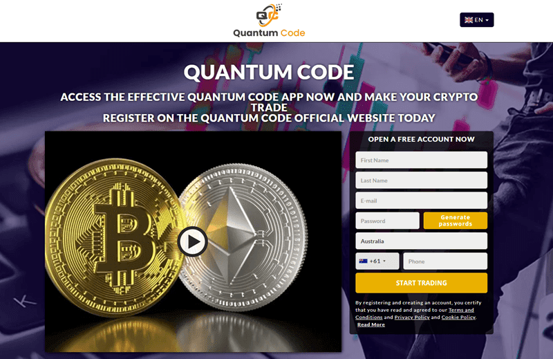 Quantum Code Homepage Screenshot