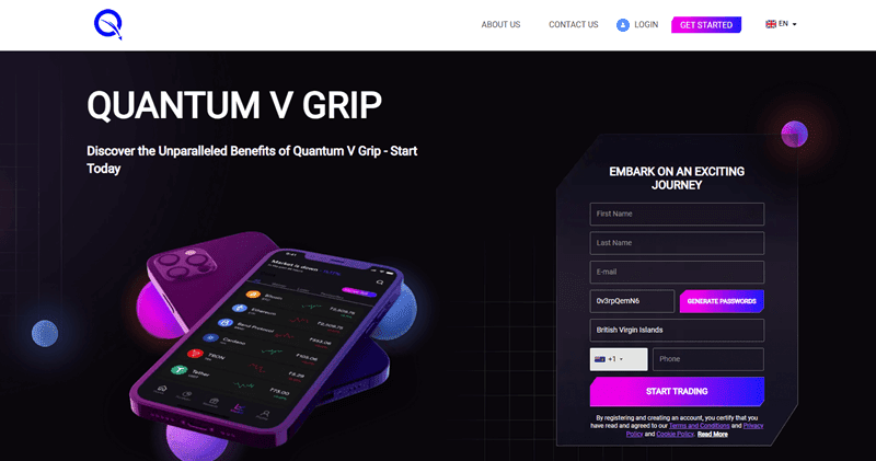 Quantum V Grip Homepage Screenshot