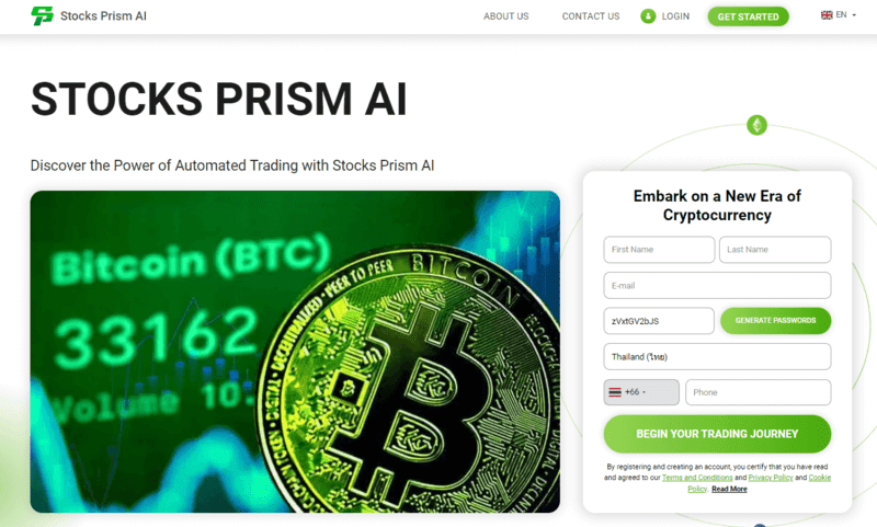 Stocks Prism AI Homepage Screenshot