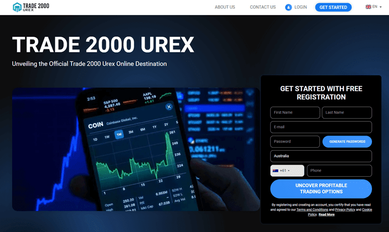 Trade 2000 Urex Homepage Screenshot