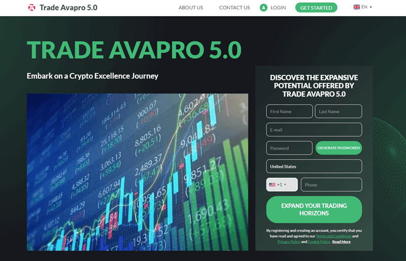 Trade Avapro 5.0 Homepage Screenshot