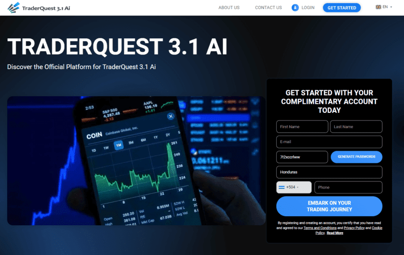 TraderQuest 3.1 Ai Homepage Screenshot