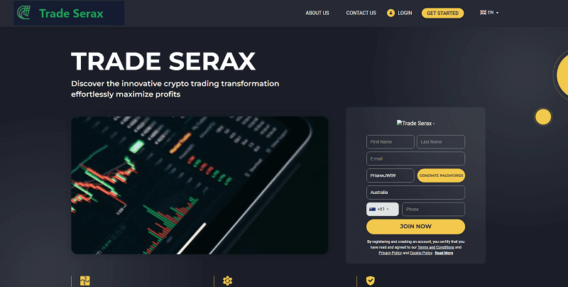 Trade Serax Homepage Screenshot