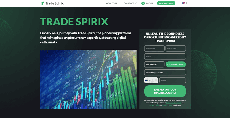 Trade Spirix Homepage Screenshot