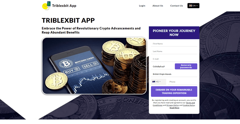 Triblexbit App Homepage Screenshot