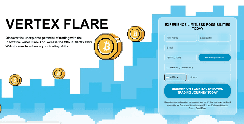 Vertex Flare Homepage Screenshot