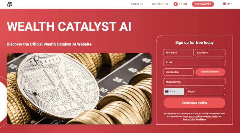 Wealth Catalyst AI Homepage Screenshot