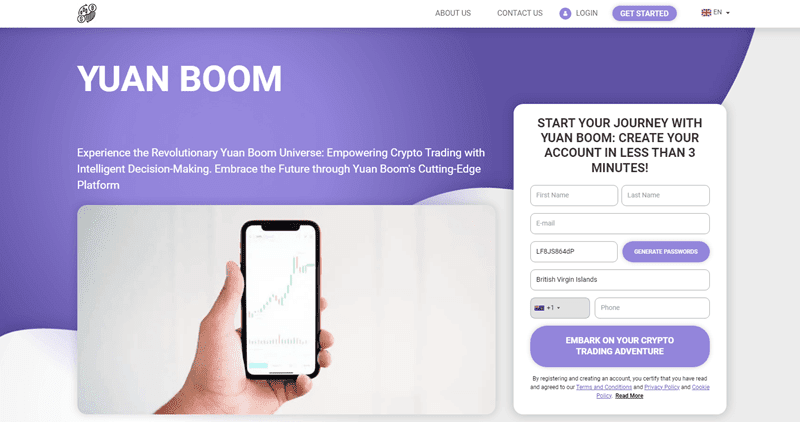 Yuan Boom Homepage Screenshot