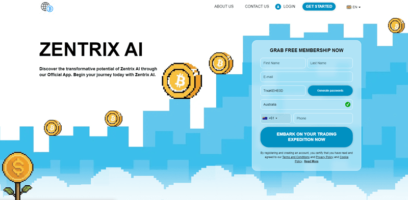 Zentrix AI Homepage Screenshot